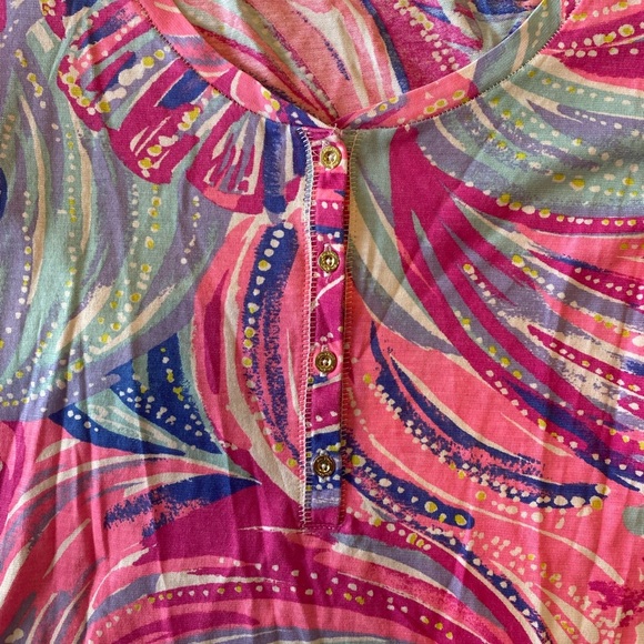 Lilly Pulitzer Sorella Henley Long Sleeve Top in the "Oh My Guava" print - Picture 7 of 10